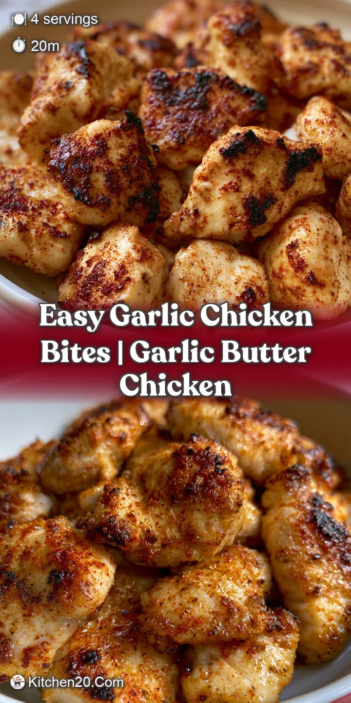 Macro shot of juicy, browned chicken pieces coated in a glossy garlic glaze with visible toasted garlic bits.
