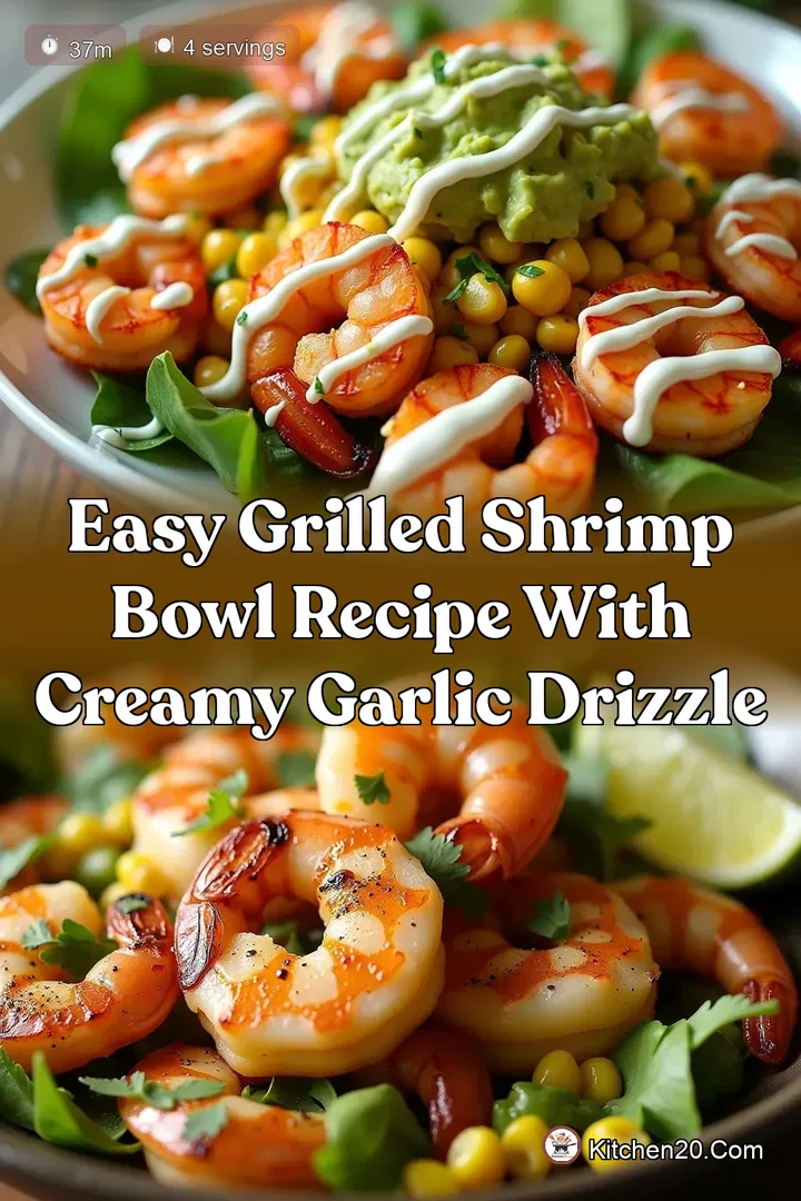 Easy Grilled Shrimp Bowl Recipe with Creamy Garlic Drizzle