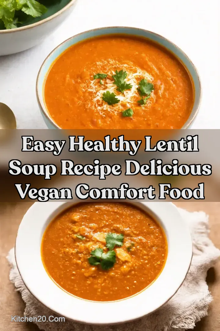 Easy Healthy Lentil Soup Recipe Delicious Vegan Comfort Food : PIN FOR LATER Easy Healthy Lentil Soup Recipe Delicious Vegan Comfort Food