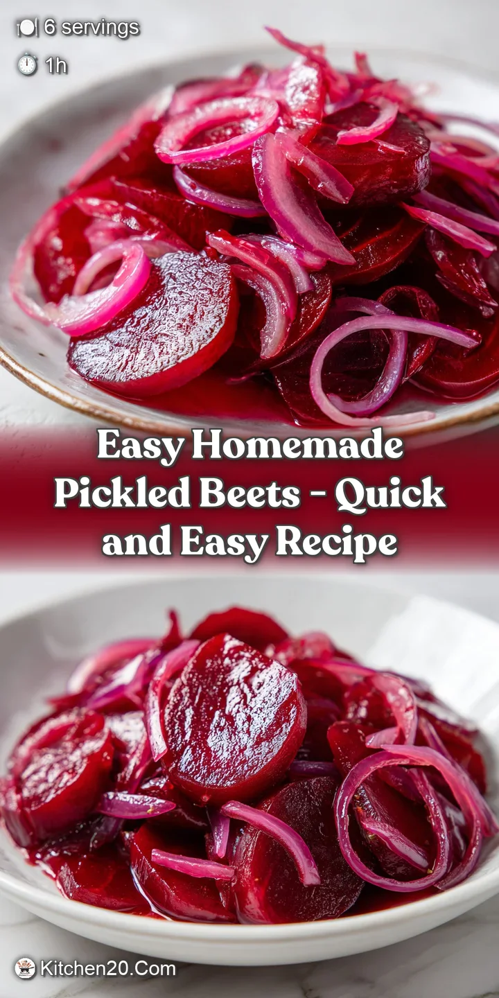 Macro shot of glossy, ruby-red vegetable rounds and crisp purple onion slivers dripping with a tangy vinegar glaze.