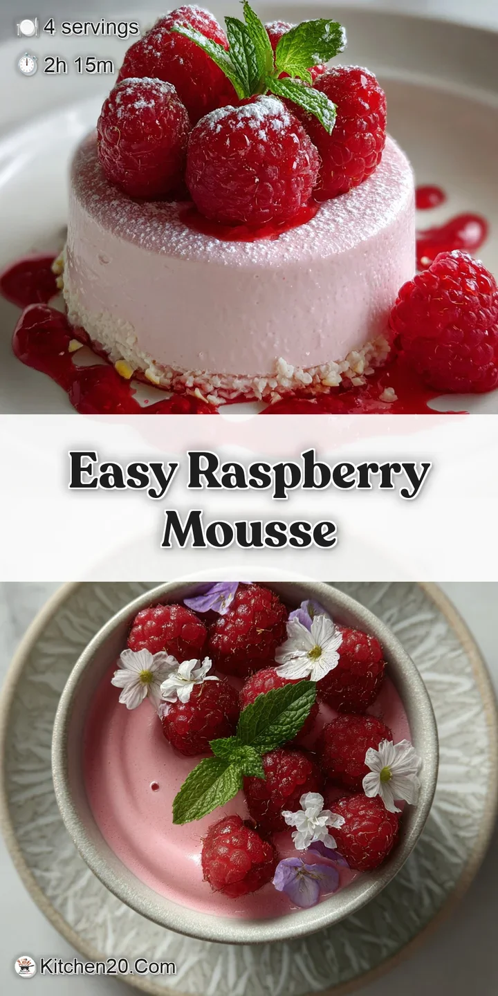 Close-up of a luscious raspberry mousse. See the delicate bubbles. Glistening raspberries catch the light. Inviting, cream...