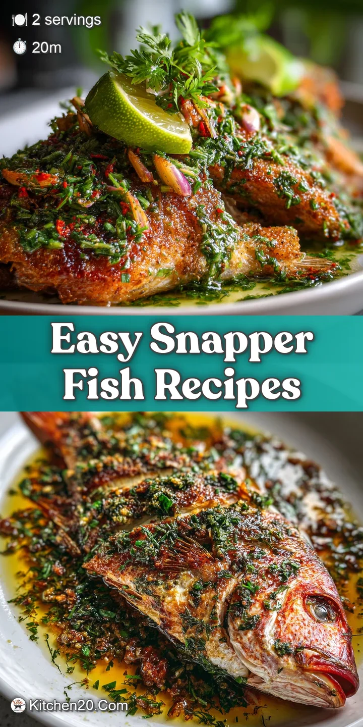 Close-up of baked red snapper skin, glistening with oil and infused with fresh herbs; visible flaky texture.