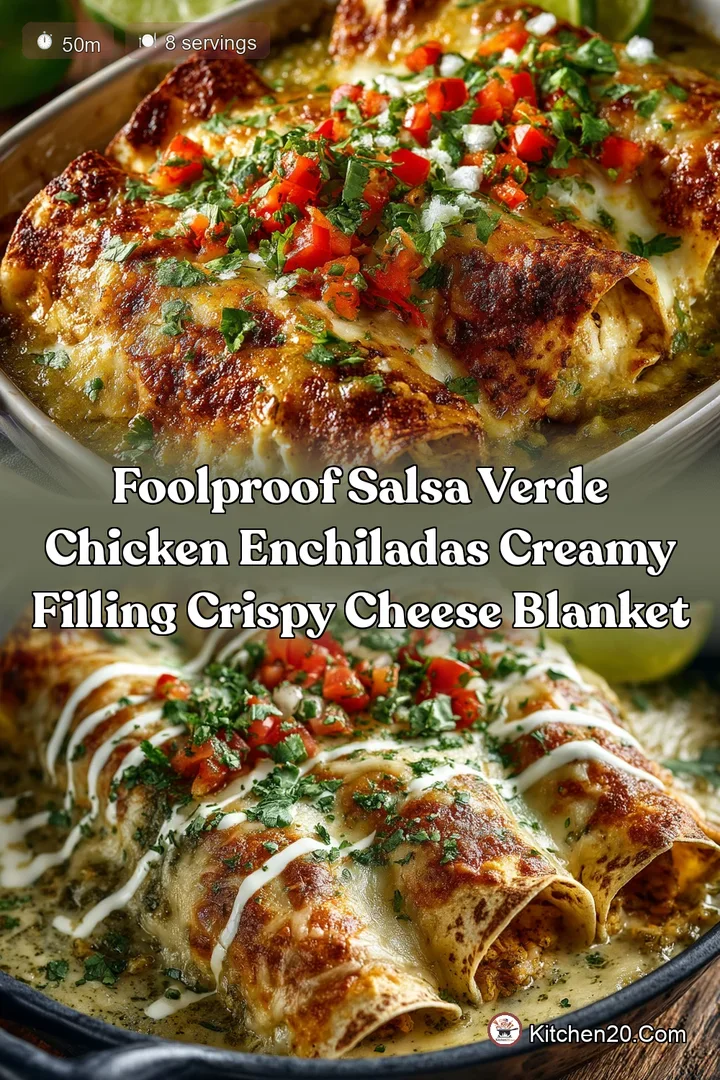 Foolproof Salsa Verde Chicken Enchiladas Creamy Filling Crispy Cheese Blanket