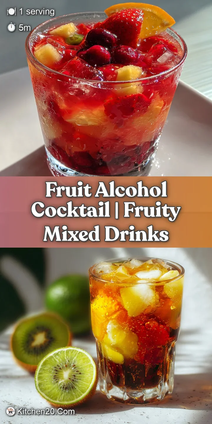 Close-up of a ruby-red cocktail; sliced strawberries and citrus create a refreshing summer vibe. Bubbles dance in the ligh...