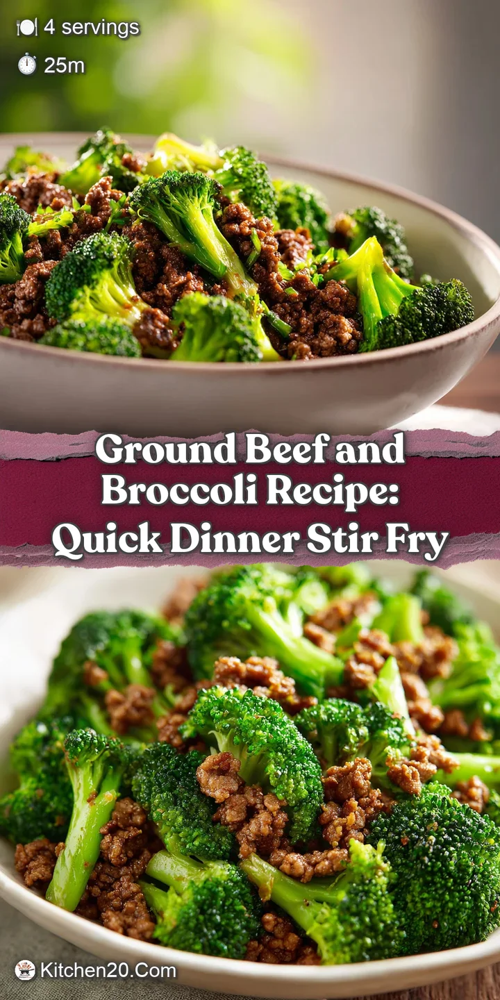 Close-up of glistening ground beef and tender broccoli coated in rich, dark sauce. Grains of rice peek through the savory ...