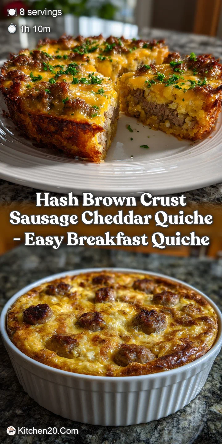 Hash Brown Crust Sausage Cheddar Quiche - Easy Breakfast Quiche