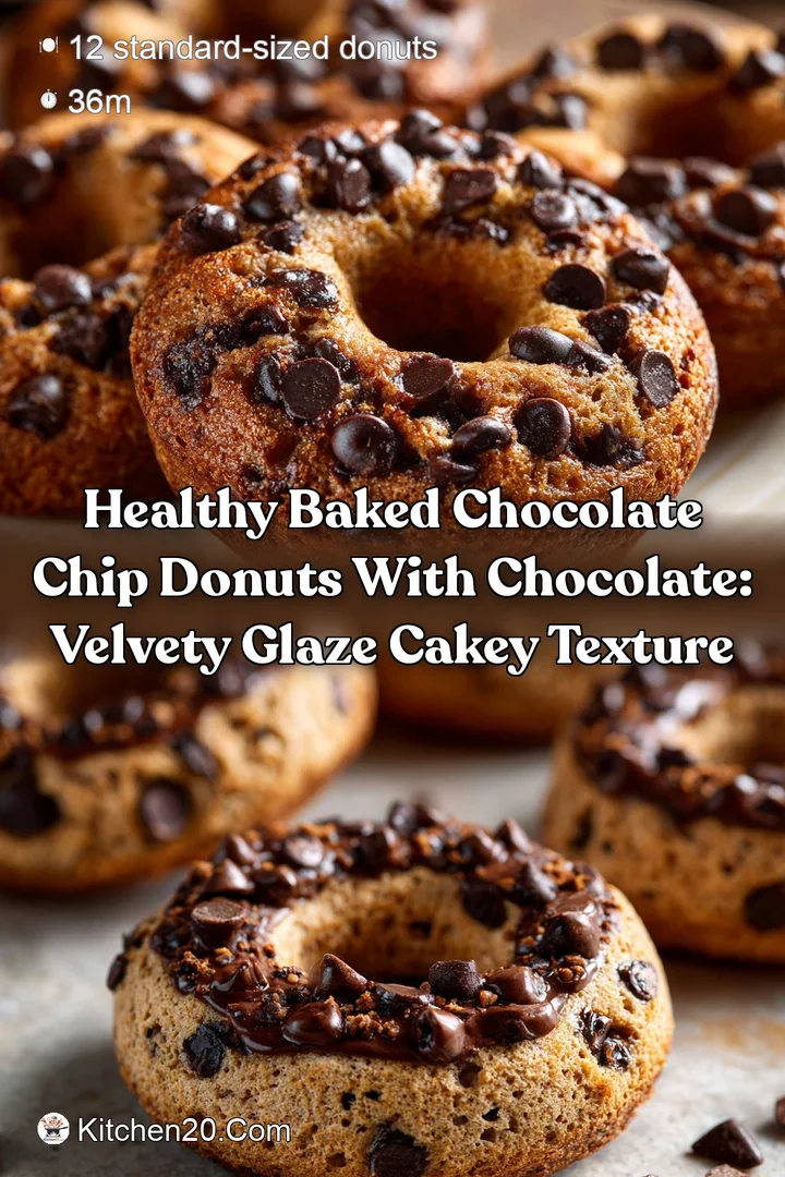 Healthy Baked Chocolate Chip Donuts with Chocolate: Velvety Glaze Cakey Texture