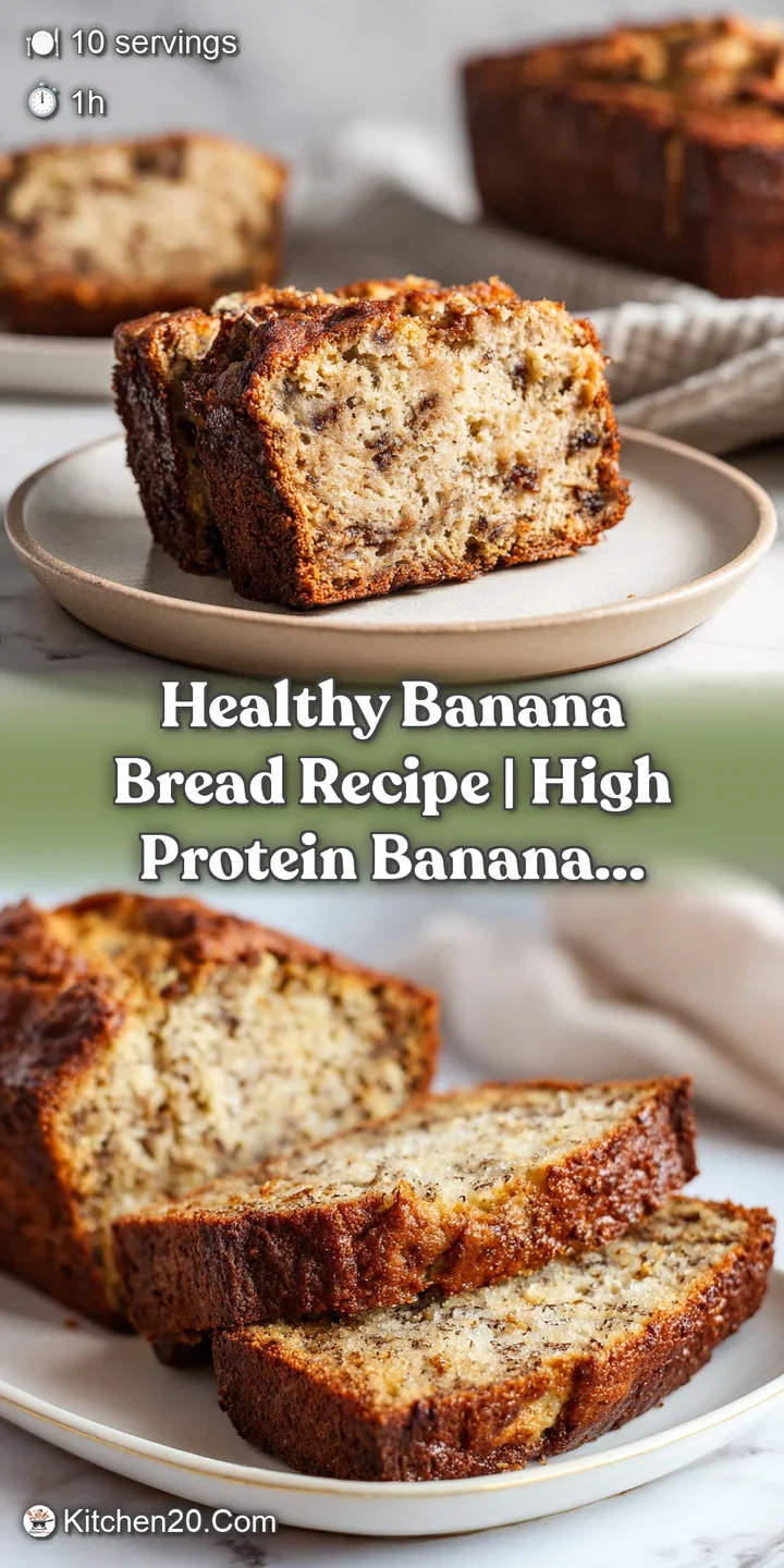 Close-up of a moist banana bread slice with visible banana chunks and a slightly crisp crust.