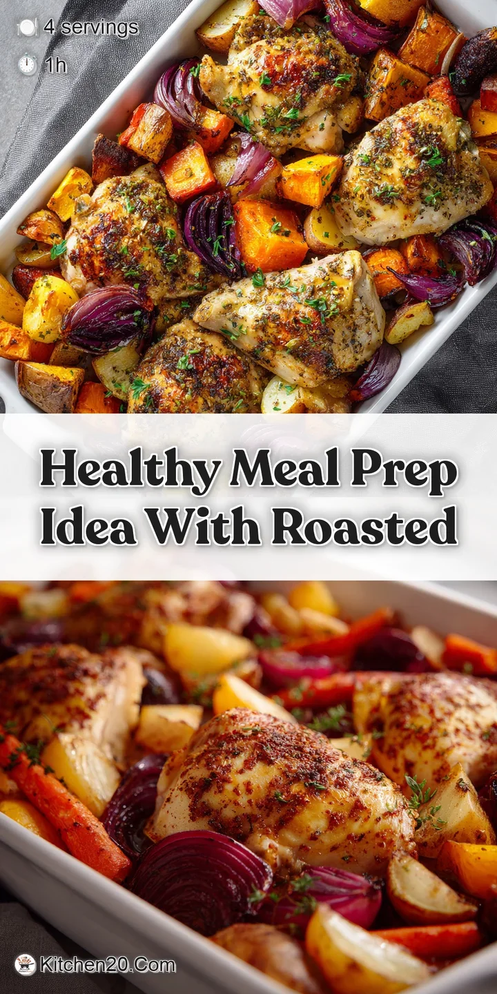 Close-up of tender, golden-brown roasted chicken with crisp skin and vibrant, caramelized root vegetables; appetizing and ...