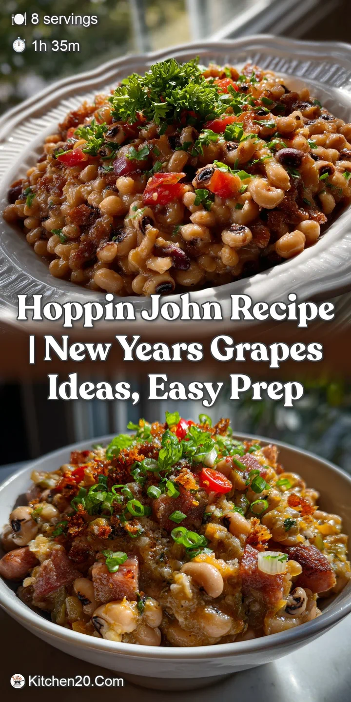 Close-up view of the savory peas and rice; the black-eyed peas are tender and the rice is light and fluffy, hinting at a w...