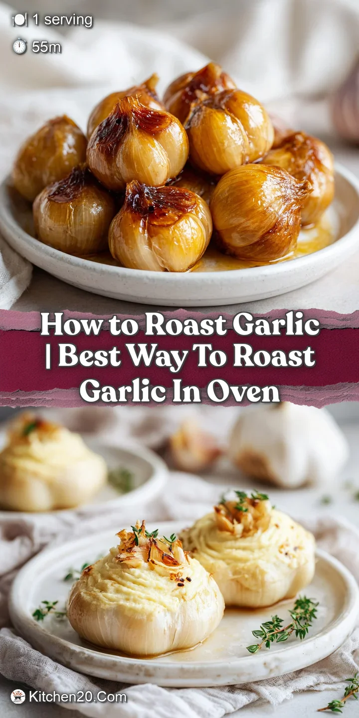 Close-up of a plump, roasted garlic head, its cloves glistening and deeply golden with a soft, yielding texture.