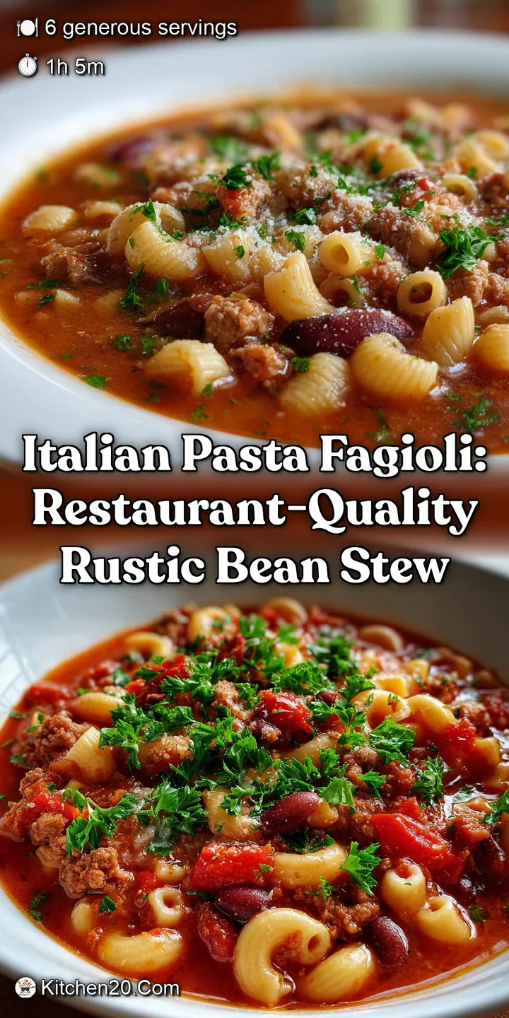 Italian Pasta Fagioli: Restaurant-Quality Rustic Bean Stew