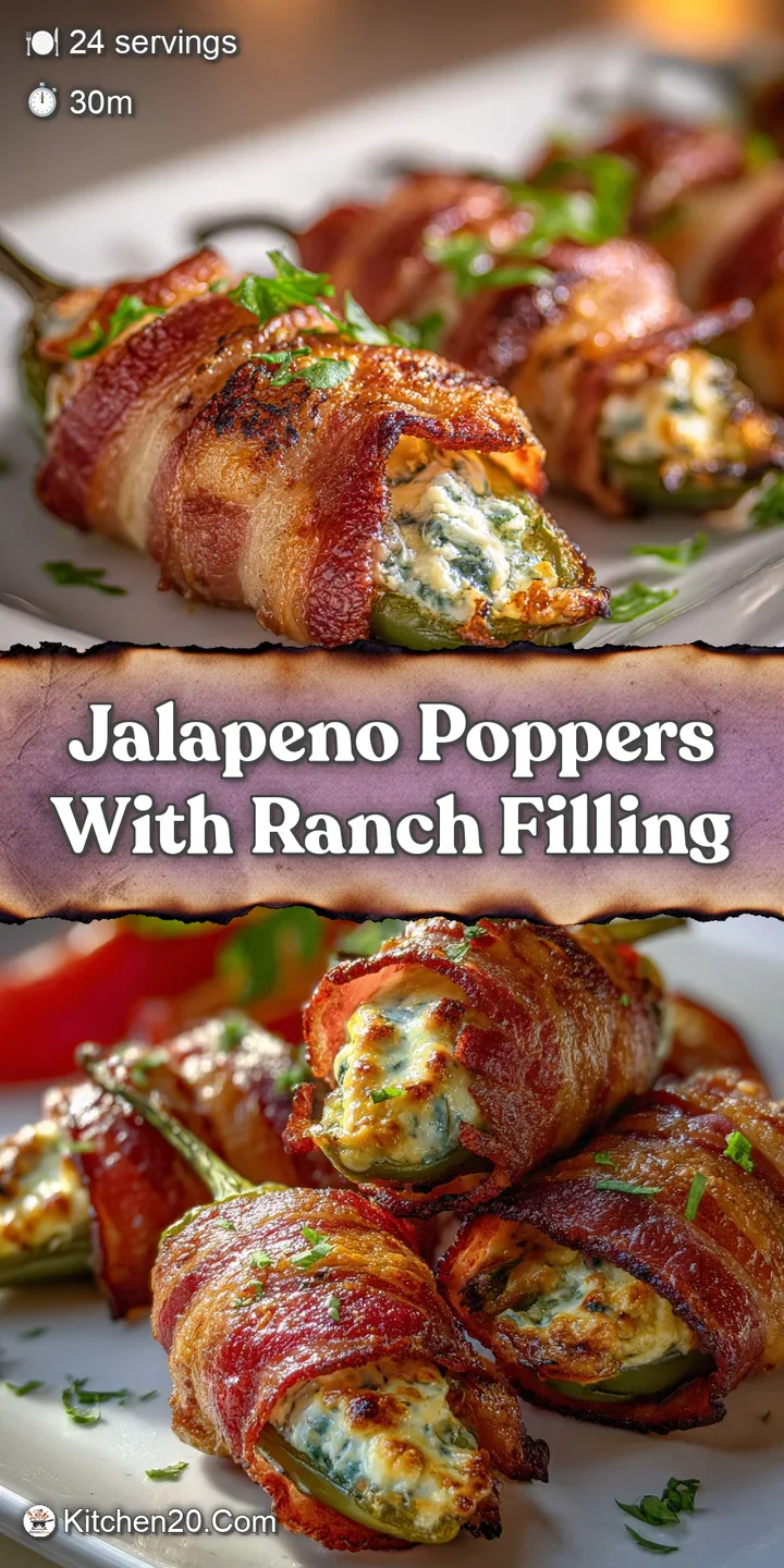 Close-up showcasing a golden-brown jalape&ntilde;o popper oozing creamy ranch filling, offering a tempting glimpse of its spicy, ...