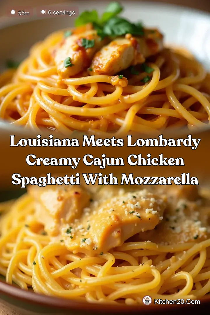 Louisiana Meets Lombardy Creamy Cajun Chicken Spaghetti with Mozzarella