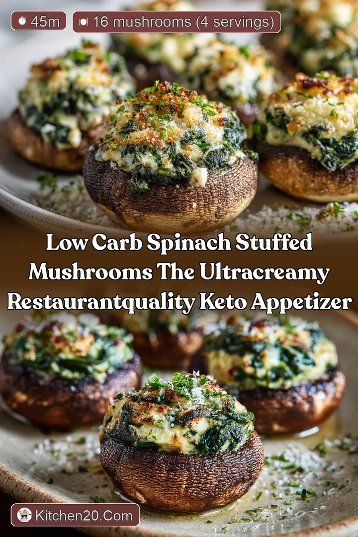 Low Carb Spinach Stuffed Mushrooms The UltraCreamy RestaurantQuality Keto Appetizer