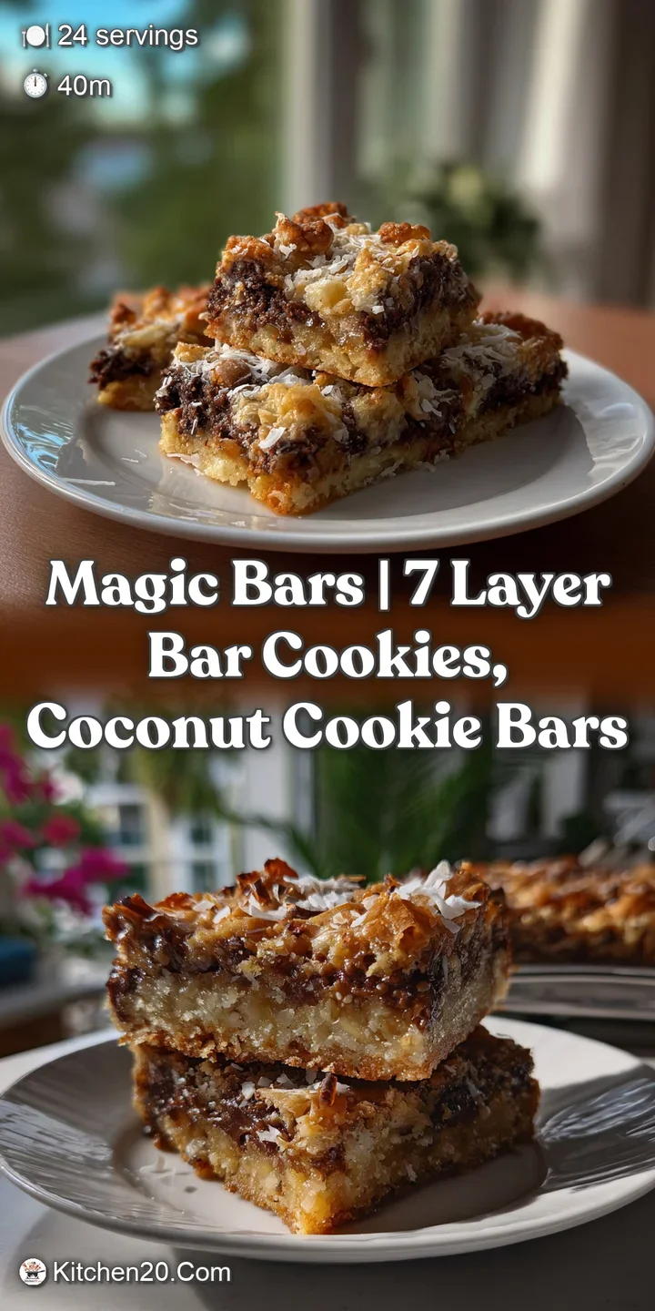 Close-up of a magic bar with a melted caramel swirl. The rich chocolate chips, toasted coconut, and graham cracker crust t...
