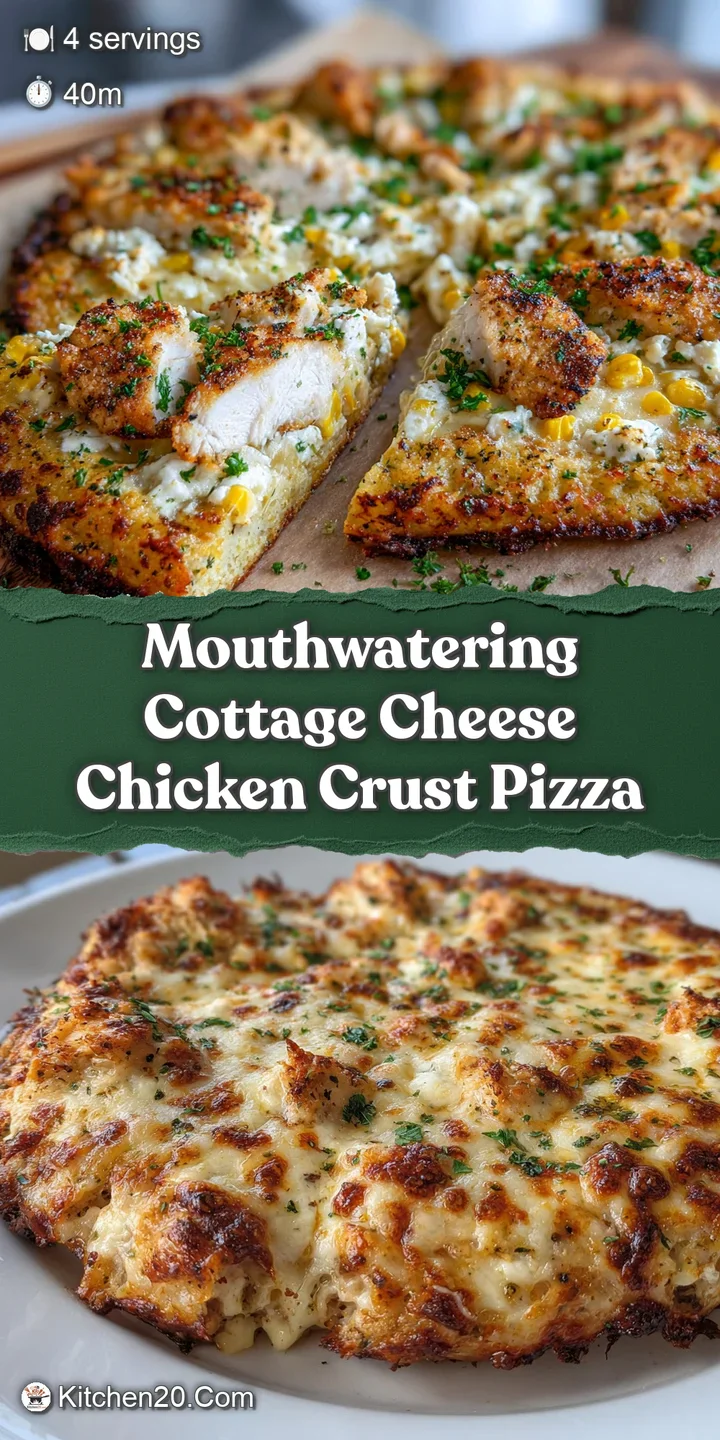 Close-up of a chicken crust pizza slice with melted cheese and vibrant toppings. The textures look irresistible and savory...