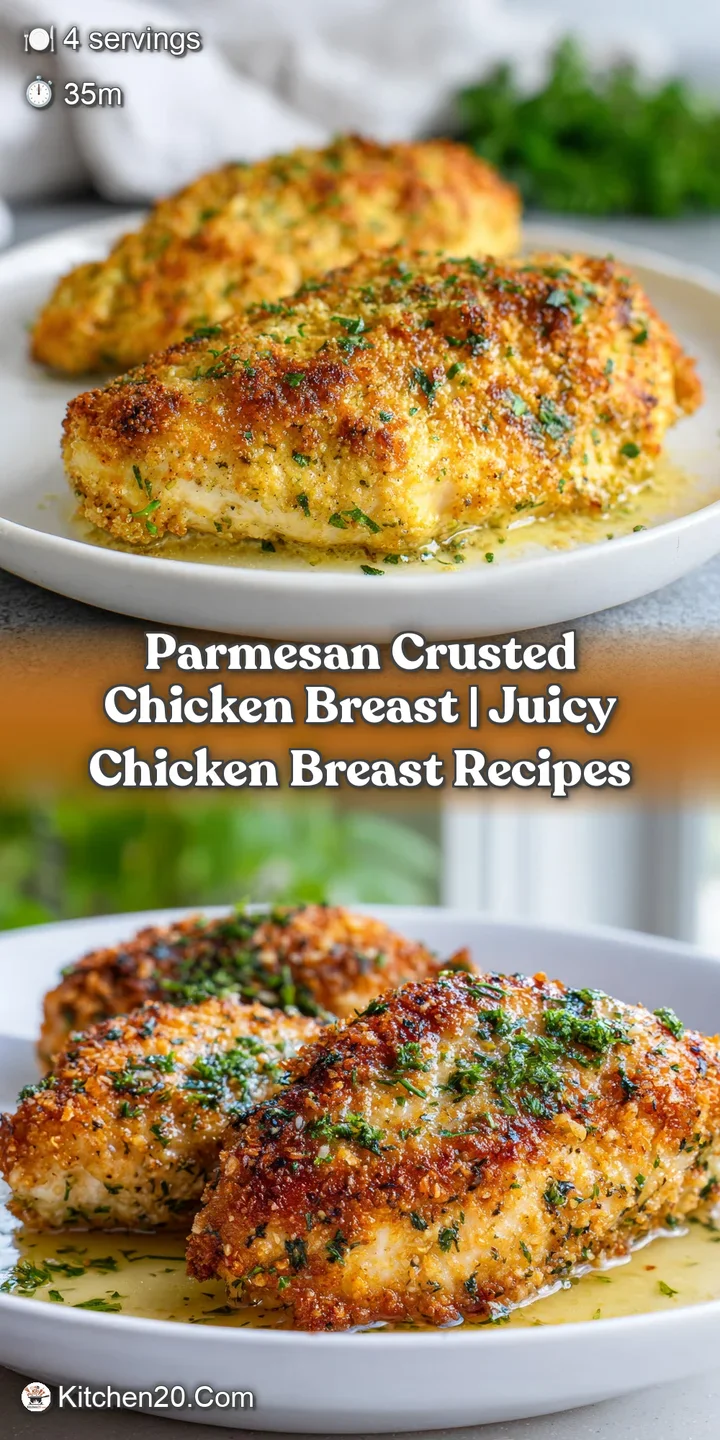 Close-up of parmesan-crusted chicken: irresistible textures and golden-brown hues. Melty cheese and herbs highlight the sa...