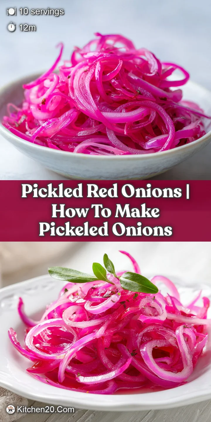 Close-up of bright pink pickled onion slivers, their crisp texture evident, promising a burst of flavor.
