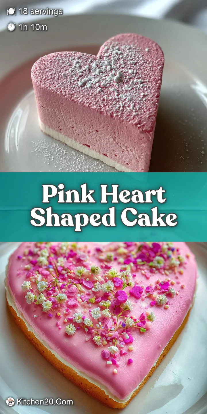 Close-up of the heart-shaped cake reveals a moist, soft crumb and delicate pink hue. Oven baked, looks soft and tender.