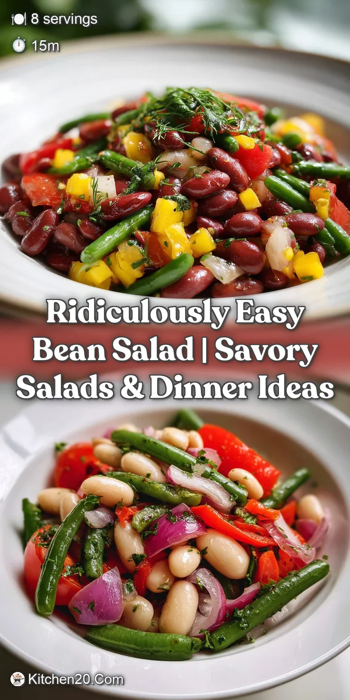 Close-up of a refreshing bean salad: speckled beans, crisp vegetables, and a glossy, flavorful dressing. A delightful, col...