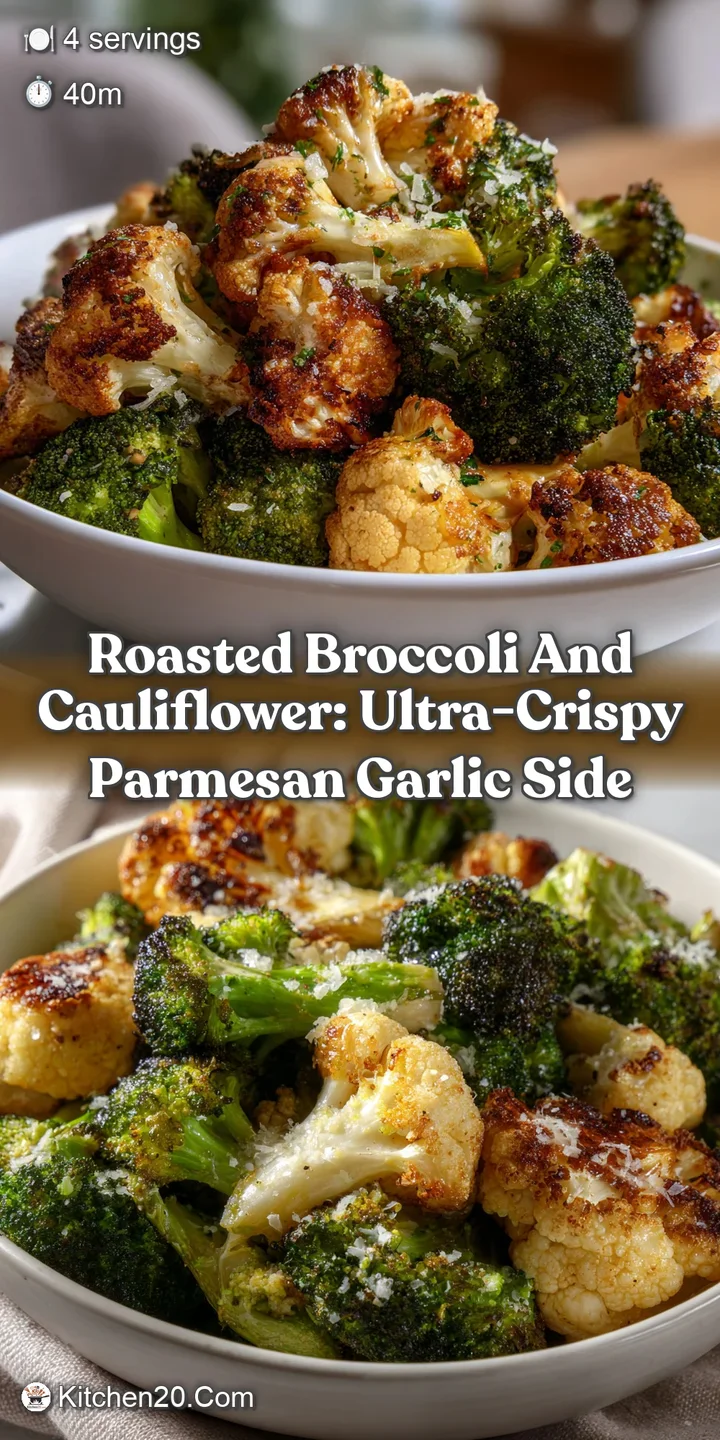 Roasted Broccoli and Cauliflower: Ultra-Crispy Parmesan Garlic Side
