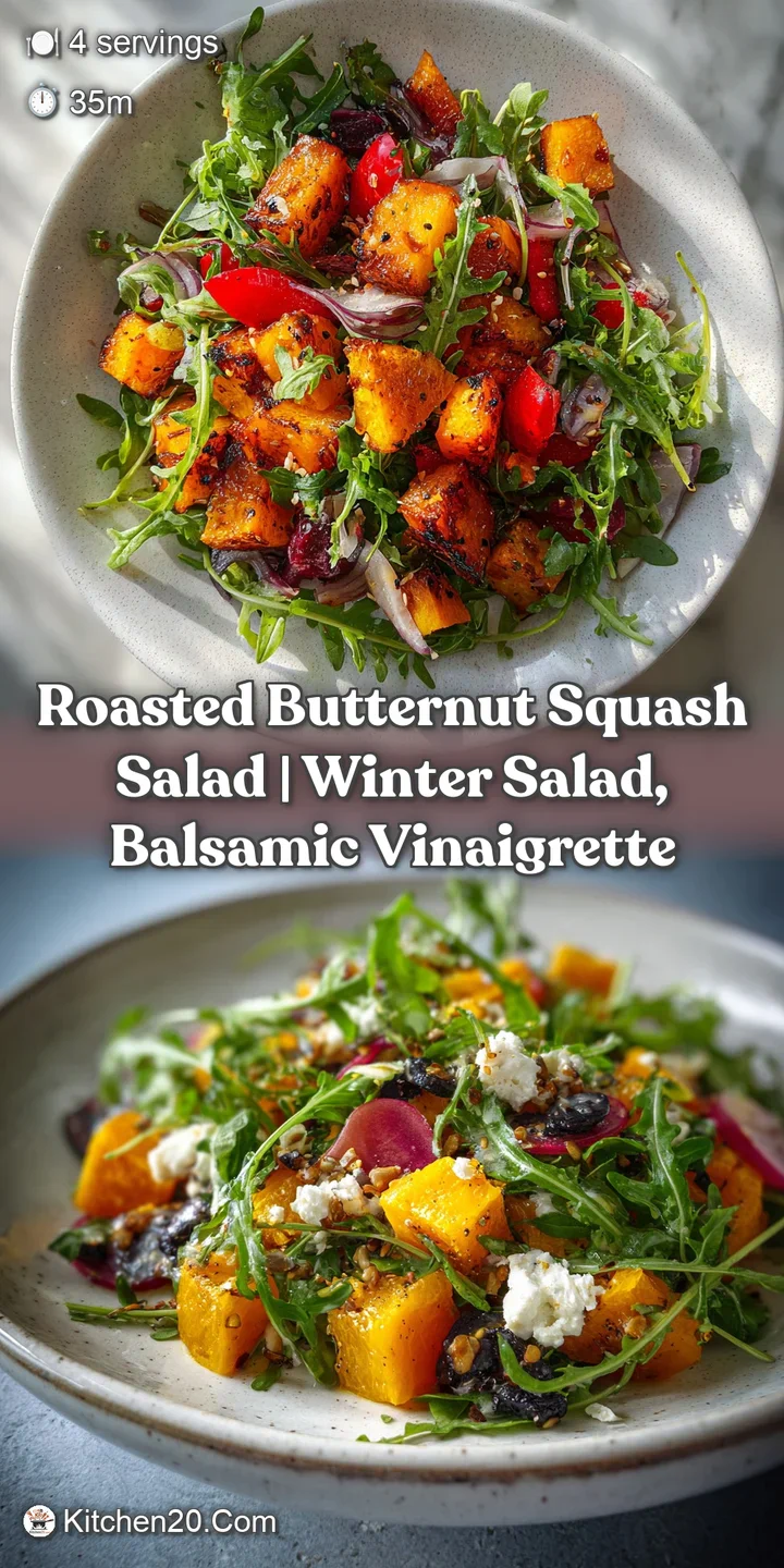 Close-up of roasted squash: golden-brown cubes, contrasted with the creamy white goat cheese and a drizzle of glistening b...