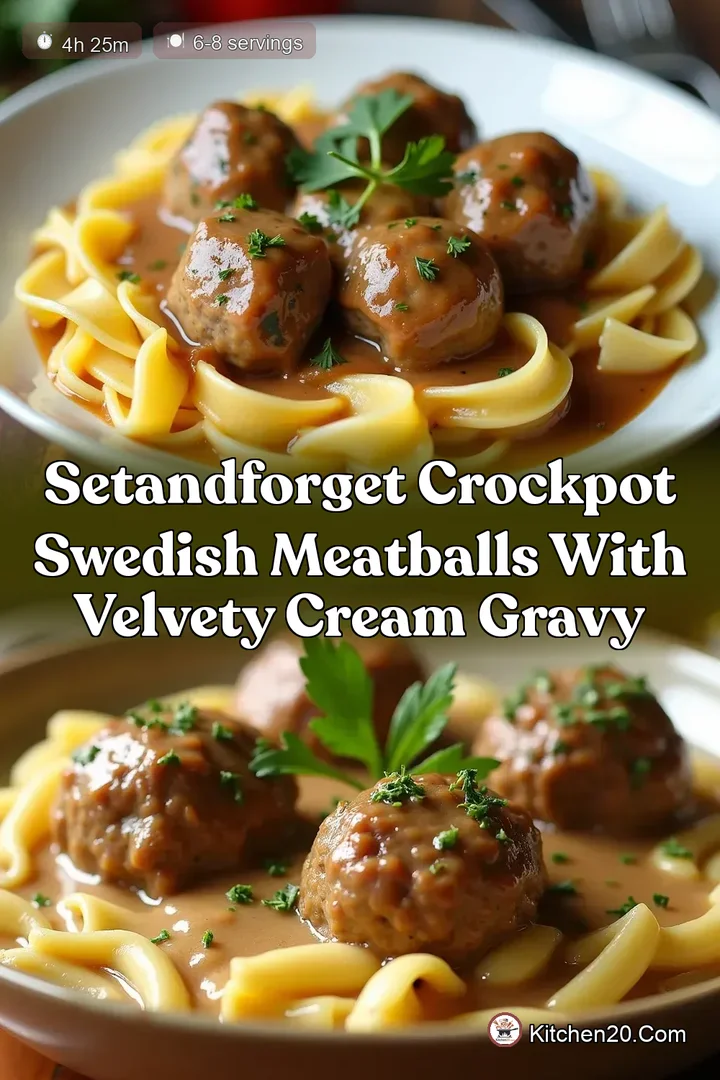 SetandForget Crockpot Swedish Meatballs with Velvety Cream Gravy