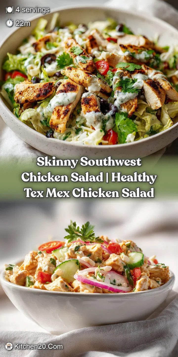 Close-up of shredded chicken salad with pops of color from diced tomatoes and jalape&ntilde;os.