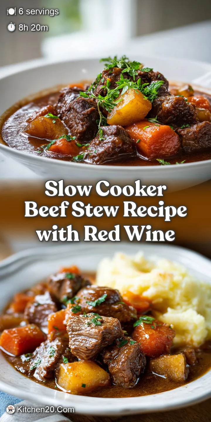 Close-up of glistening, slow-cooked beef stew. Tender chunks of beef and vegetables simmered to perfection in a dark, flav...