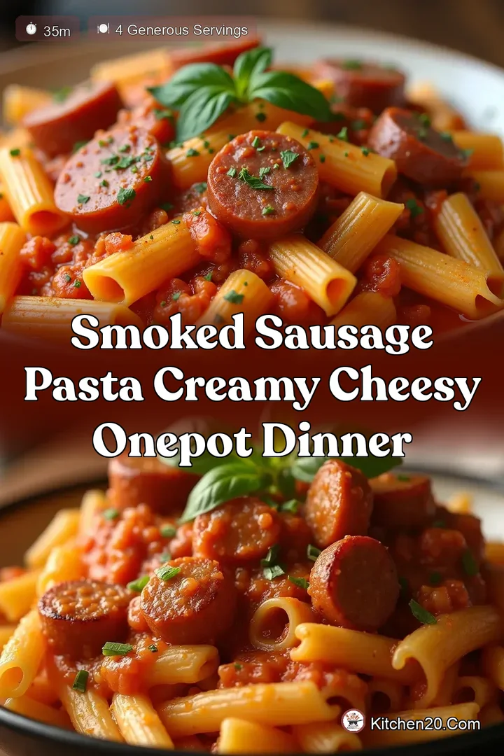 Smoked Sausage Pasta Creamy Cheesy OnePot Dinner