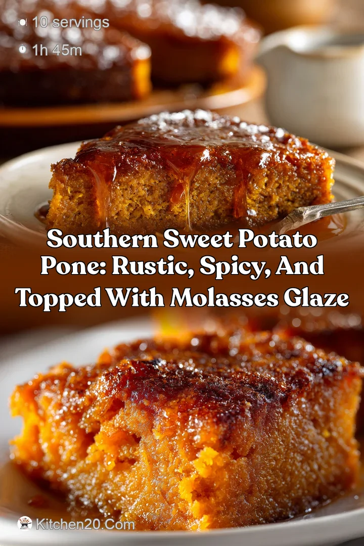 Southern Sweet Potato Pone: Rustic Spicy and Topped with Molasses Glaze