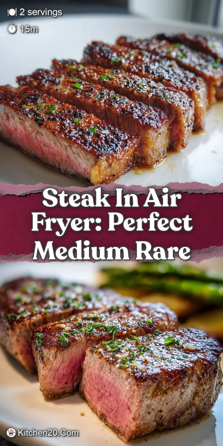 Close-up of a juicy steak reveals a beautifully seared crust and tender, pink center&mdash;a tempting glimpse.