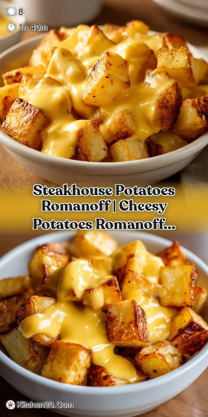 Close-up of glistening, golden potato chunks coated in a velvety white sauce, showing a rich and creamy texture.