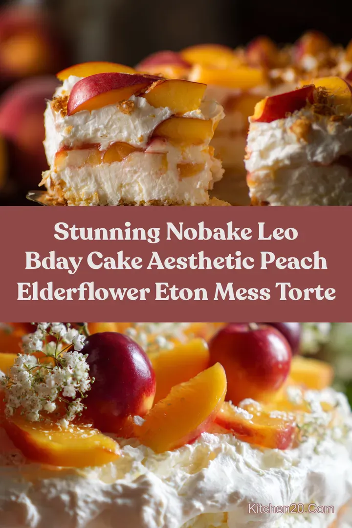 Stunning NoBake Leo Bday Cake Aesthetic Peach Elderflower Eton Mess Torte