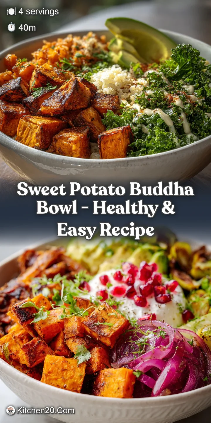 Close-up capturing the warm, soft texture of roasted sweet potatoes amidst fresh greens and drizzled creamy sauce in a col...