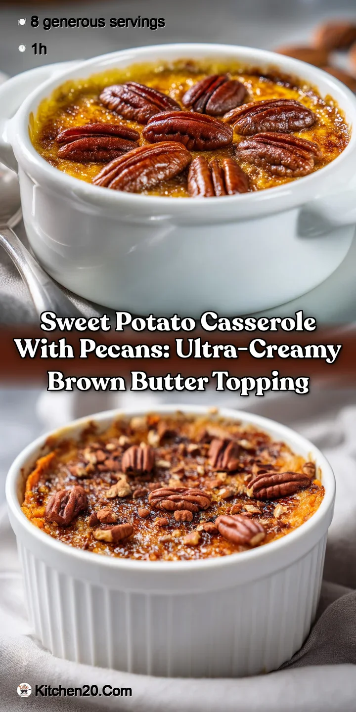 Sweet Potato Casserole with Pecans: Ultra-Creamy Brown Butter Topping