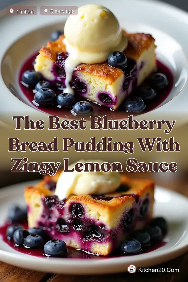 The Best Blueberry Bread Pudding with Zingy Lemon Sauce