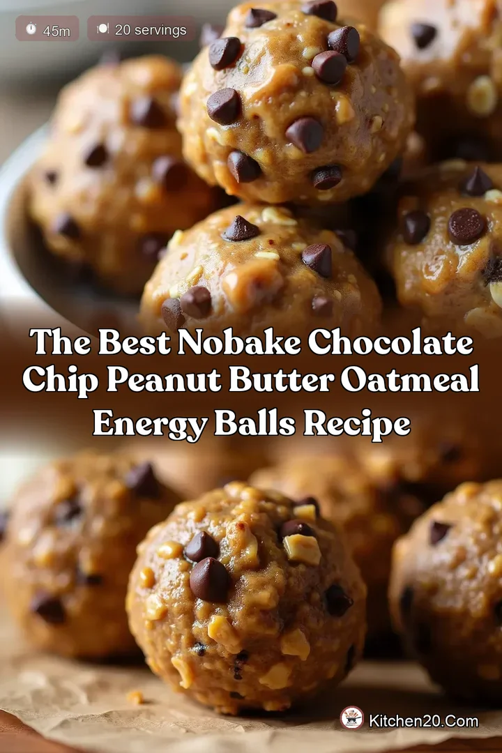 The Best NoBake Chocolate Chip Peanut Butter Oatmeal Energy Balls Recipe