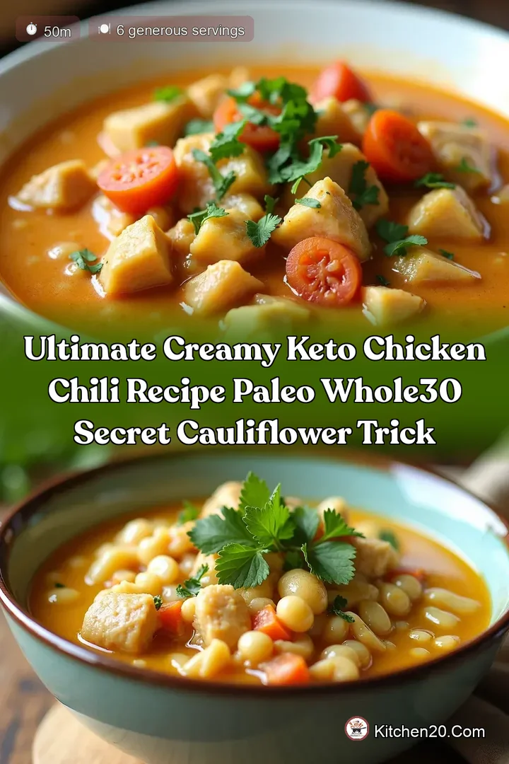 Ultimate Creamy Keto Chicken Chili Recipe Paleo Whole30 Secret Cauliflower Trick