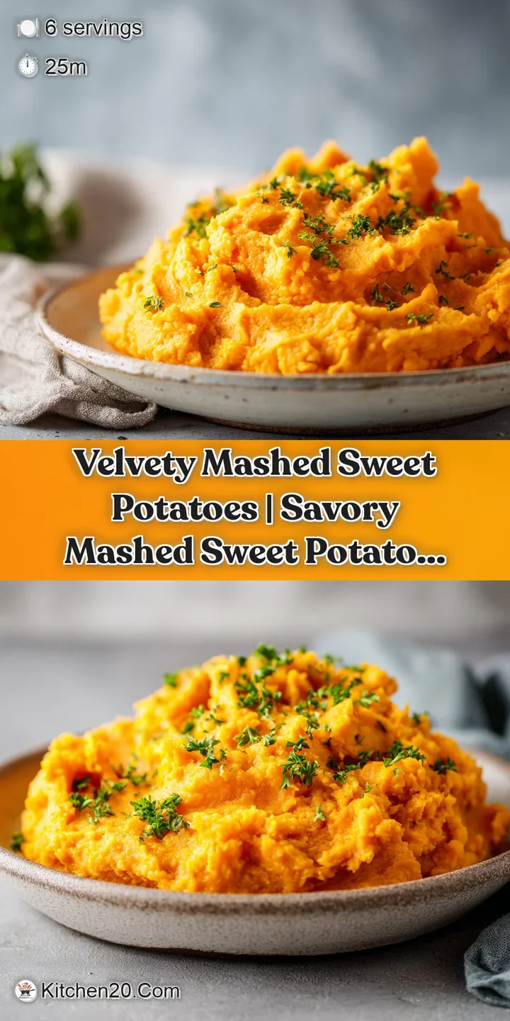 A close-up reveals the velvety texture of smooth, bright orange sweet potato mash, invitingly warm.