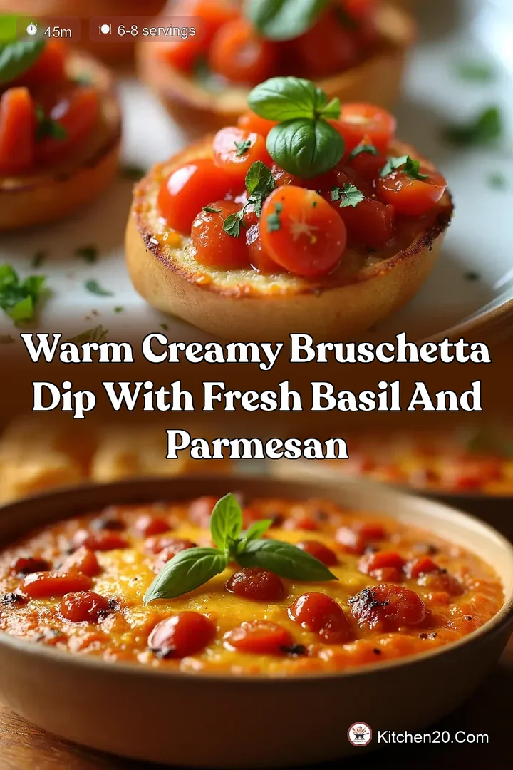 Warm Creamy Bruschetta Dip with Fresh Basil and Parmesan