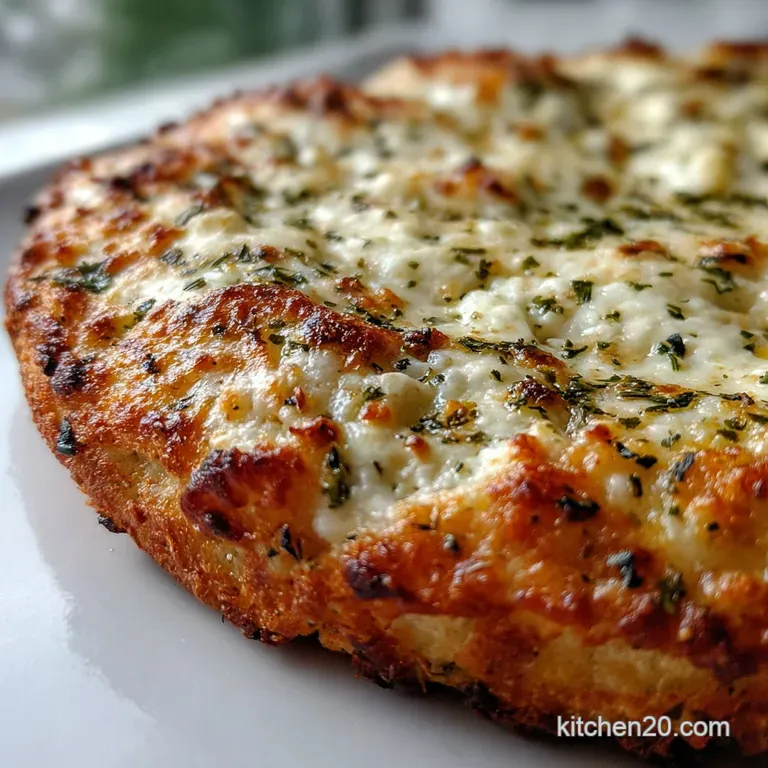Slice of airy, light golden-brown pizza crust. Cottage cheese blends seamlessly, adorned with herbs. A healthy, delicious ...