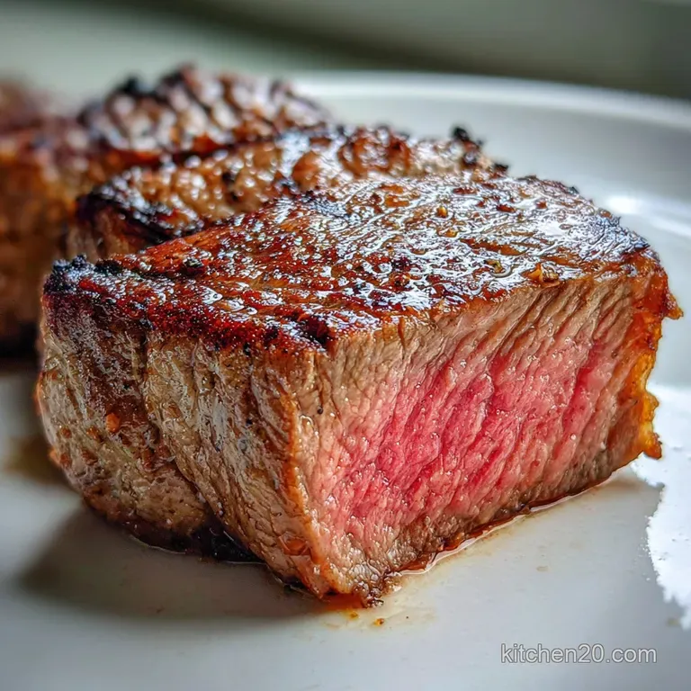 Elegant steak presentation: sliced medium-rare steak with herb butter melting over, served with roasted asparagus.