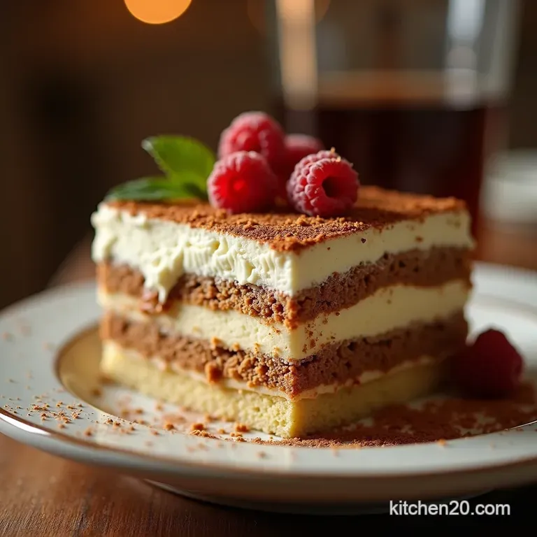 The Maestros Authentic Tiramisu Layers of Espresso Marsala and Creamy Mascarpone presentation
