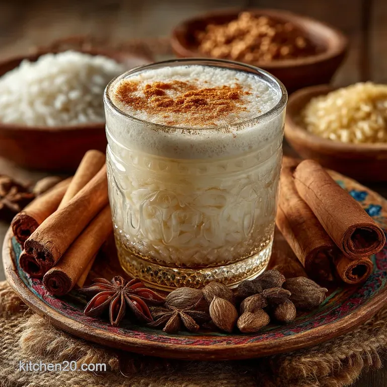 Authentic Mexican Horchata Creamy Cinnamon Rice Drink presentation