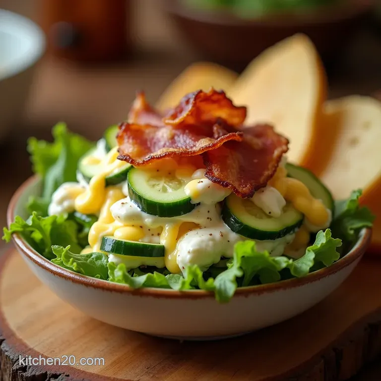 The Ultimate Ploughmans Side Creamy Cucumber Salad with Crispy Bacon Sharp Cheddar presentation