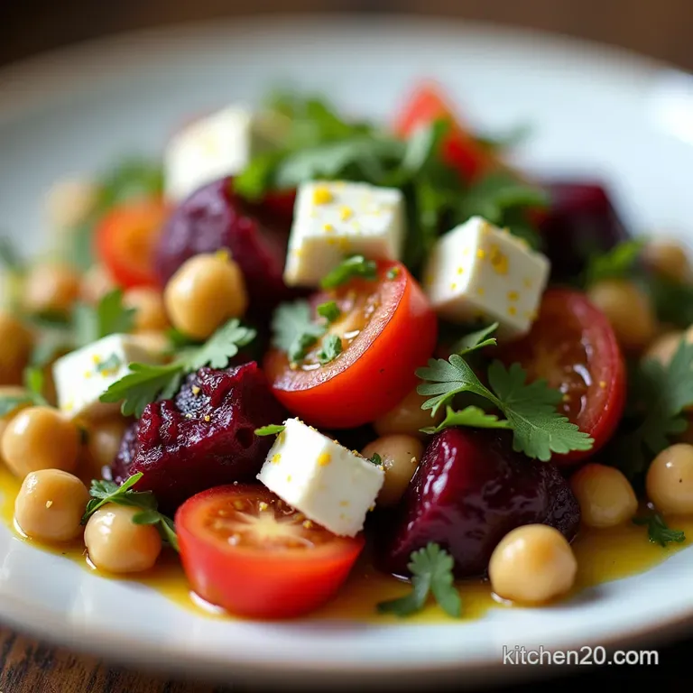JewelToned Beet Chickpea and Feta Salad with Zesty LemonGarlic Dressing