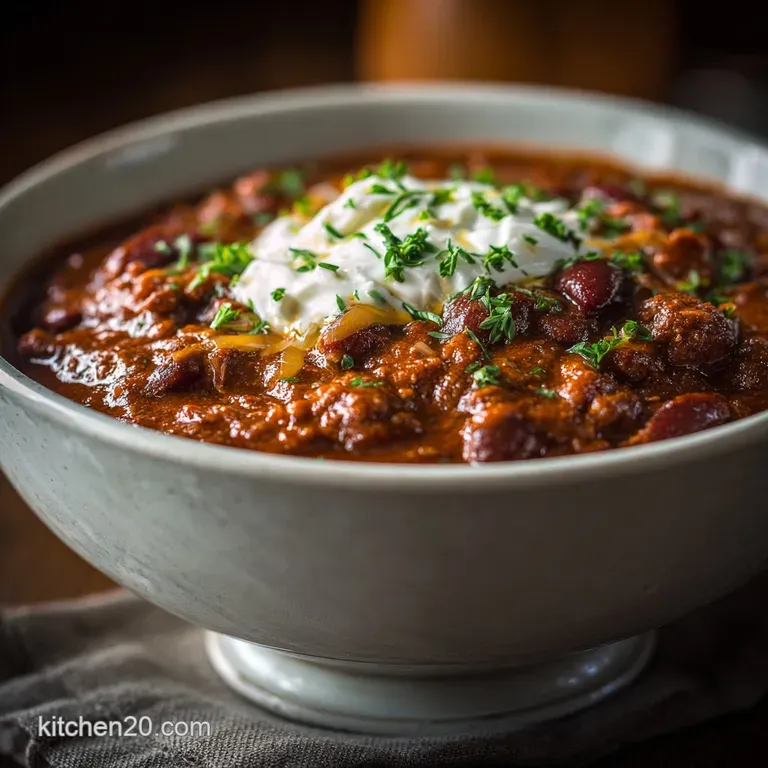 The Hearty Sunday Best Classic Beef and Bean Chili presentation