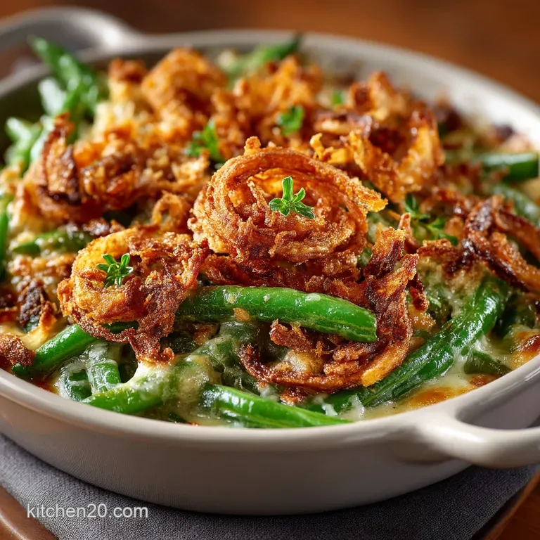 The Chefs Elevated Green Bean Casserole with Crispy Shallots presentation